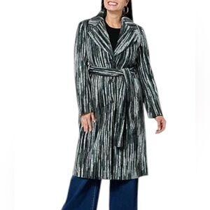 Kathy Ireland BNWT Women’s Black and White Striped Coat Size XL
